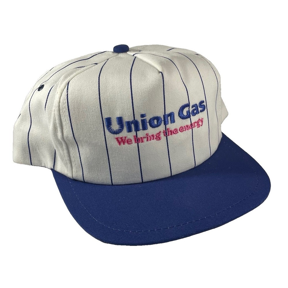Vintage Union Gas Pinstripe Snapback Hat Blue & White K-Products Hat-Canada